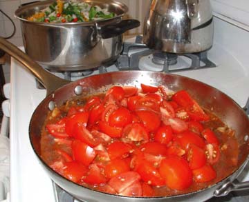 Finally, the last of the veggies are in the pan