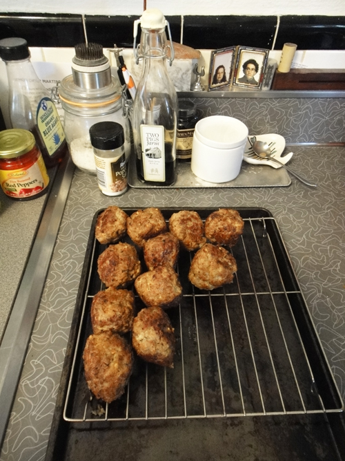 I had some pretty fatty ground pork so I drained them on a rack for awhile