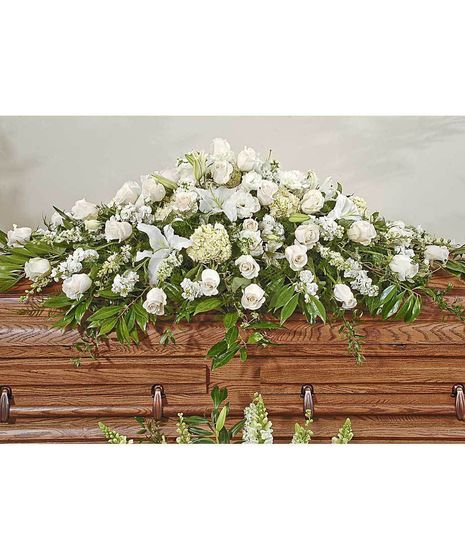 Elegant White Full Casket Displays