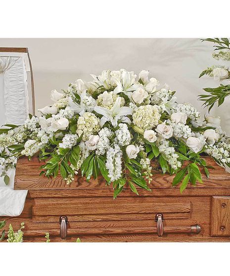 Elegant White Half Casket Displays