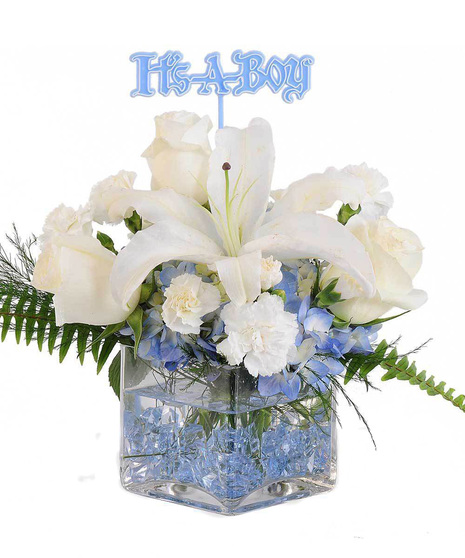 Boy or Girl Arrangement in Glass Cube