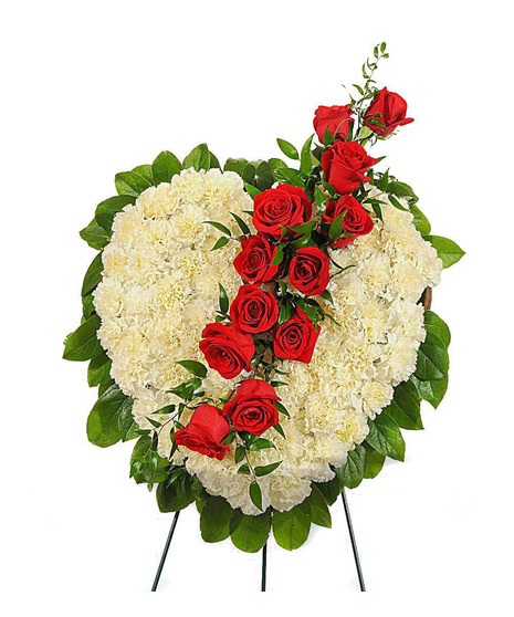 Roses & Carnations Solid Heart Display