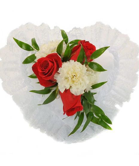 Roses & Carnations Heart Pillow Corsage