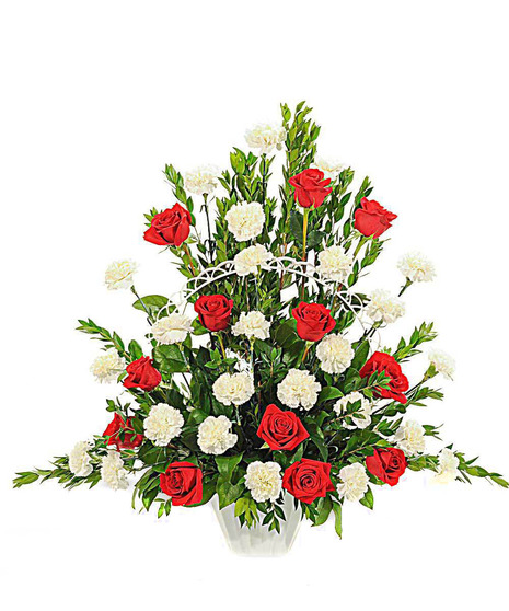 Roses & Carnations Handled Basket Display