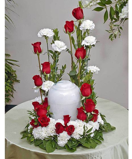 Roses & Carnations Memorial Urn Display
