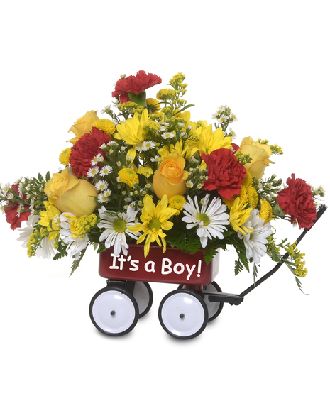Fun red wagon bouquet