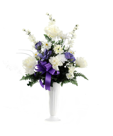 Walter Knoll Florist Purple and White Cemetery Cone